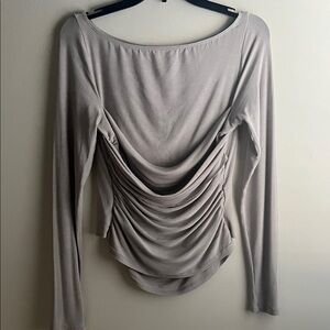 Reformation Light Gray Draped Long Sleeve Top